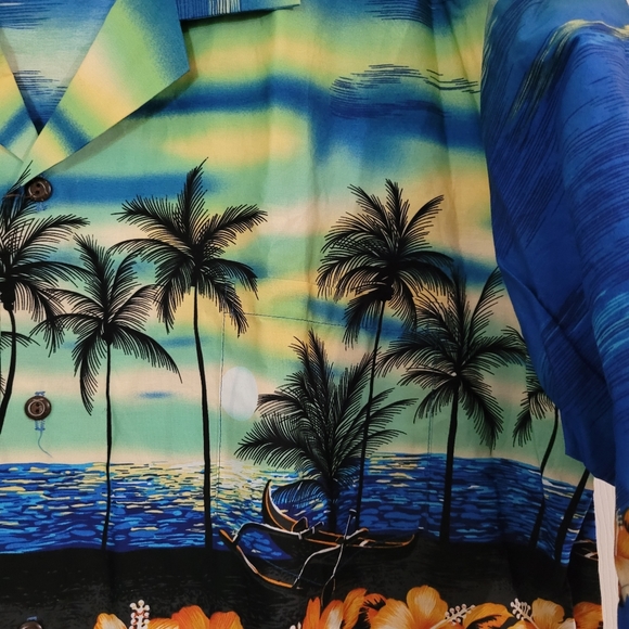 Men Size 2XL The Original Hawaiian Togs Palm Trees button down shirt multicolor - Picture 2 of 6